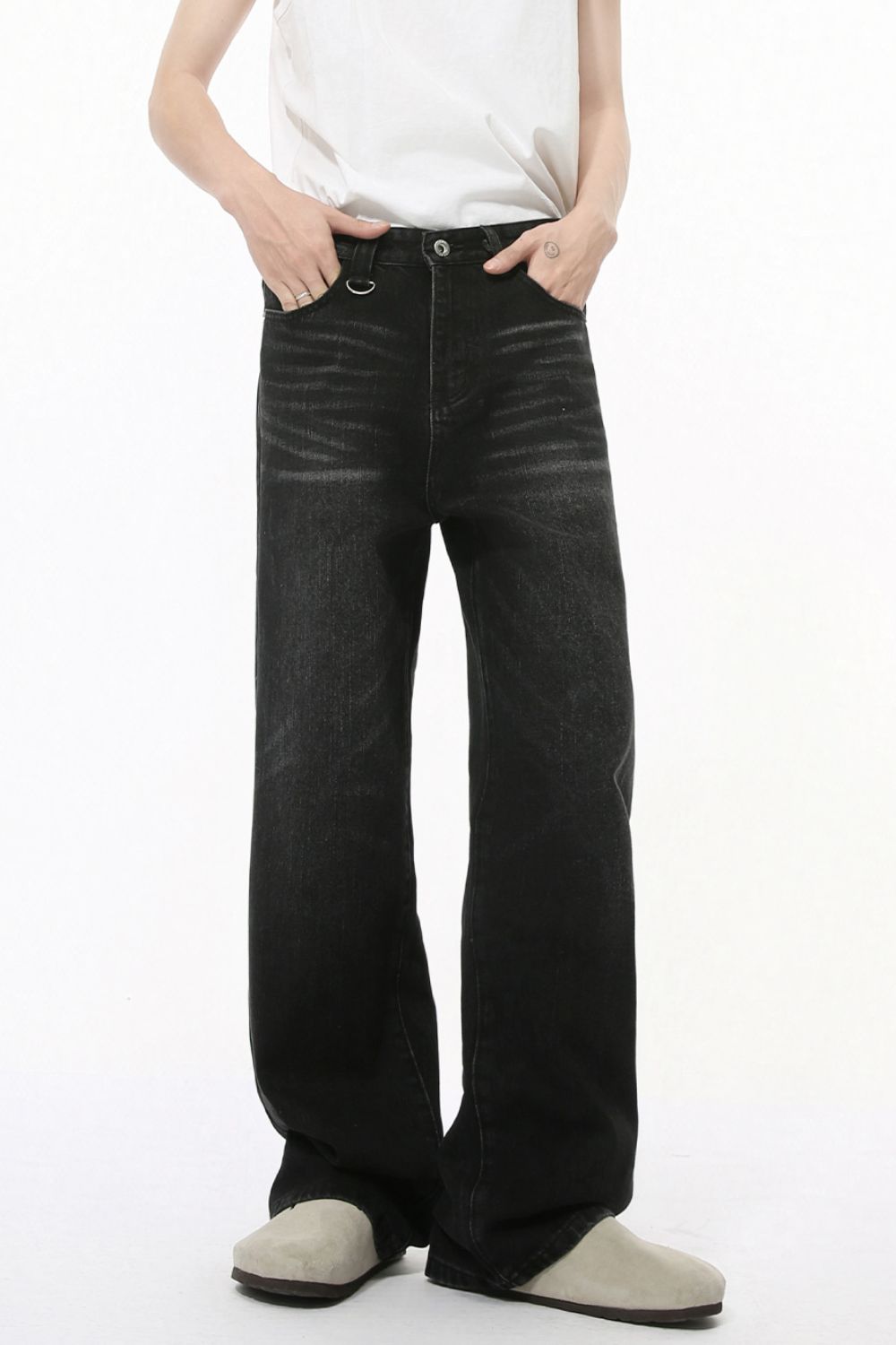 Buy Wide Straight Jeans with Pockets by Faz