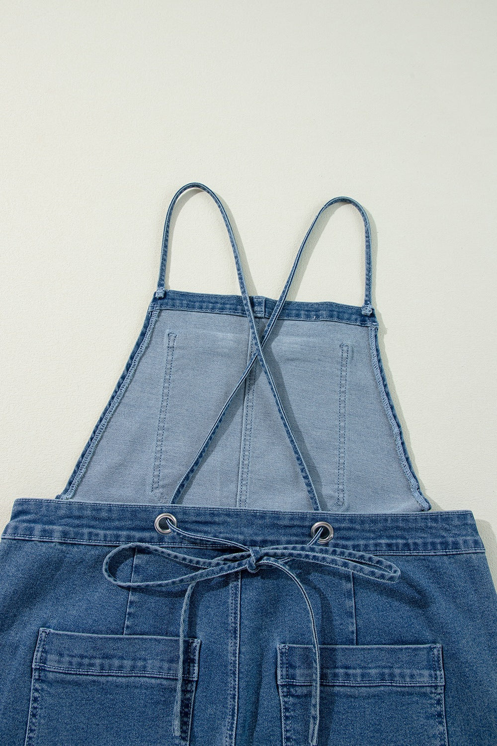 Buy Adjustable Tie Straps Wide Leg Denim Overalls by Faz