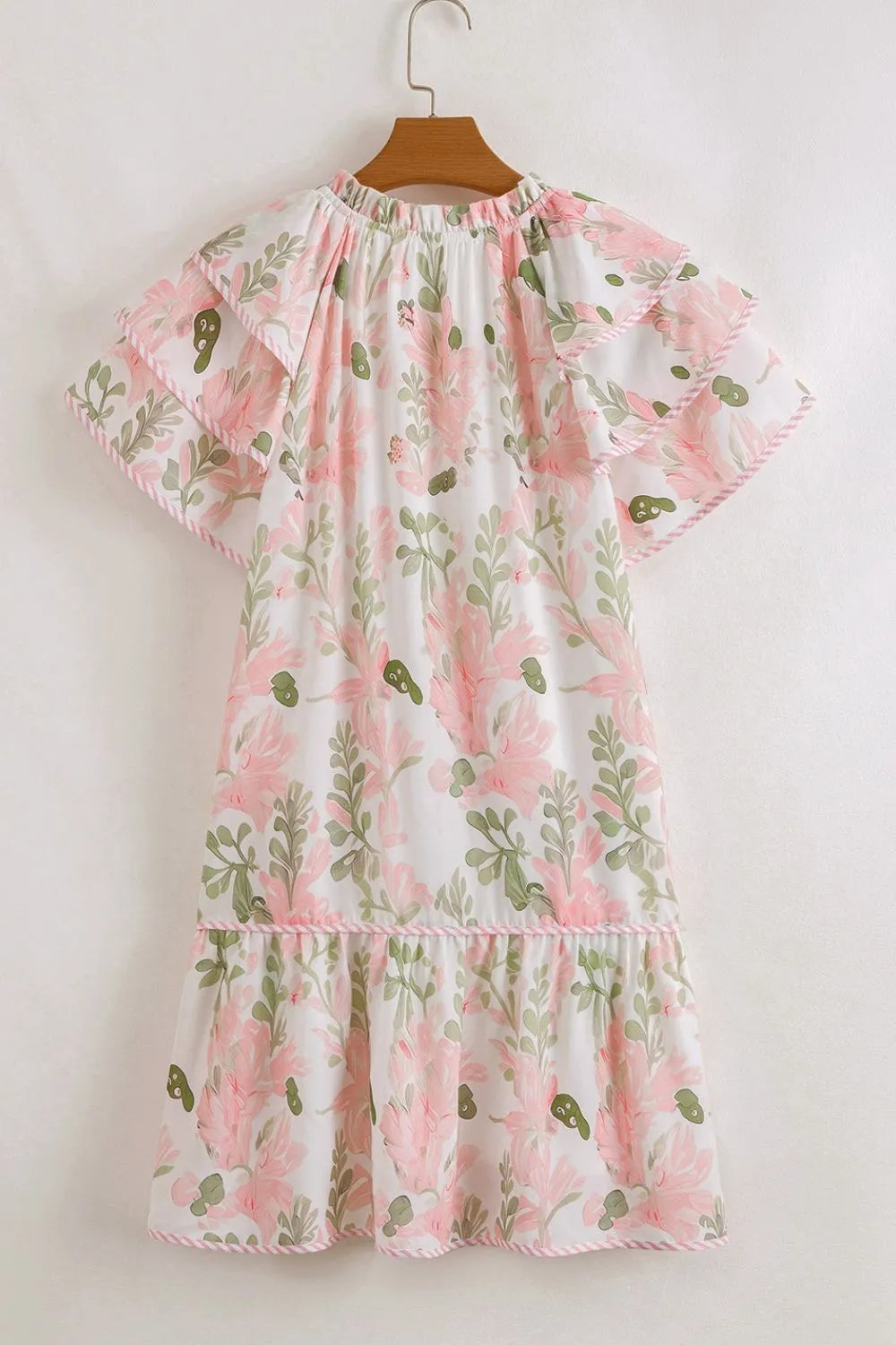 Buy Floral Contrast Edge Layered Short Sleeve Mini Dress by Faz