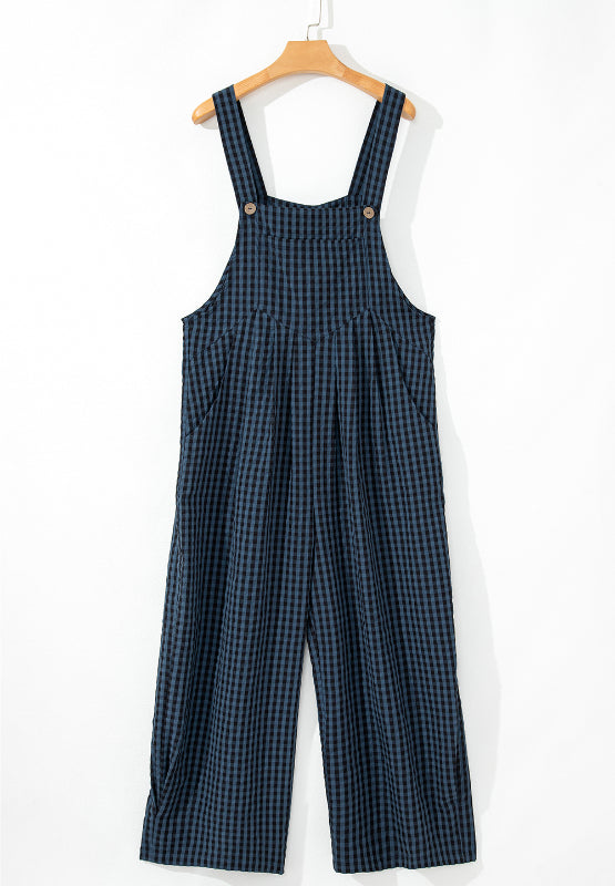 Buy Plaid Wide Strap Wide Leg Overalls by Faz