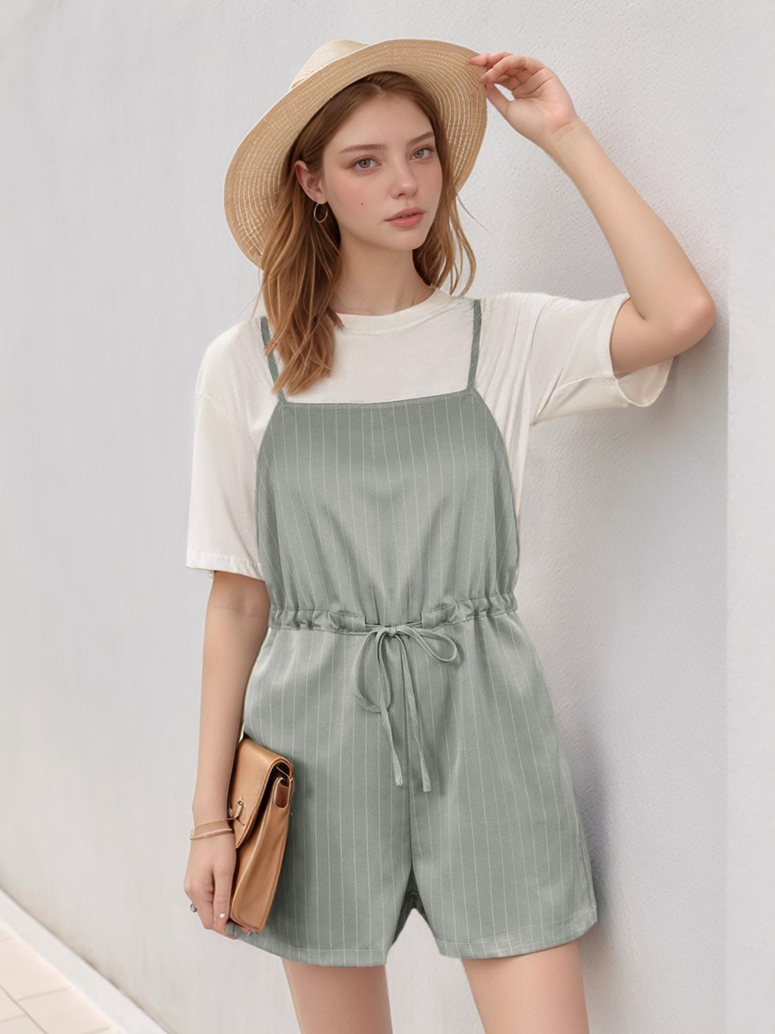Buy Drawstring Waist Striped Overalls with Pockets by Faz