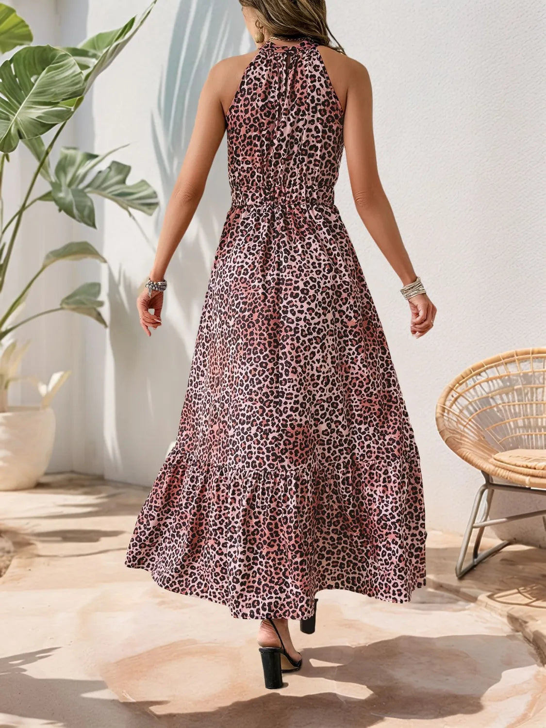 Buy Butterfly Leopard Grecian Neck Maxi Dress by Faz