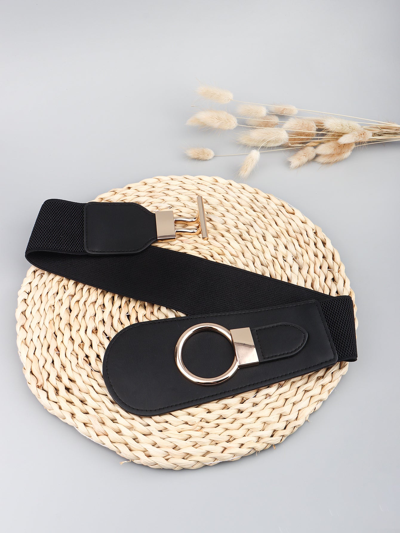 Buy PU Elastic Wide Belt with Alloy Buckle by Faz