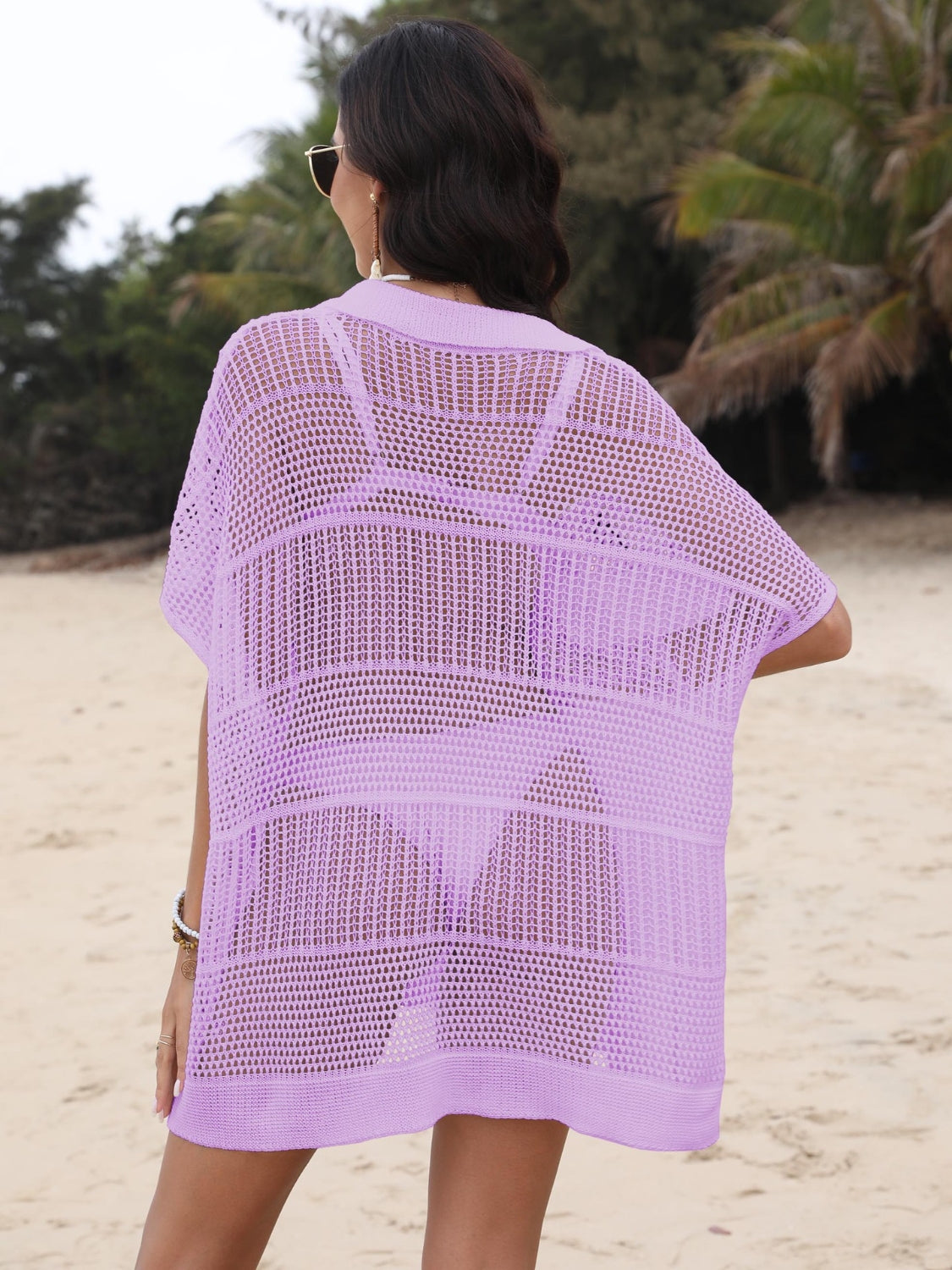 Buy Hollow Out Collared Neck Cover-Up by Faz