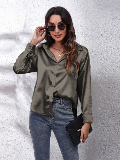 Buy Button Up Collared Neck Long Sleeve Shirt by B&S