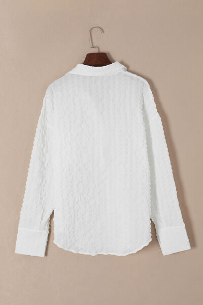 Buy Texture Collared Neck Long Sleeve Shirt by SYNZ