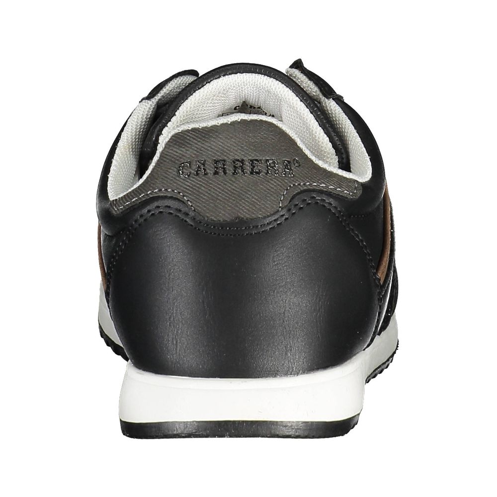 Sleek Black Eco-Leather Sneakers