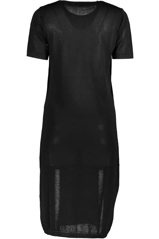 Chic Black Embroidered Short Sleeve Dress