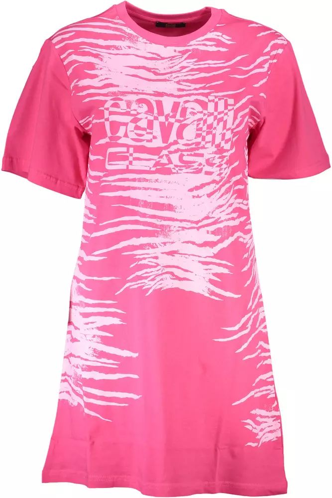 Chic Pink Print Short Sleeve Dress