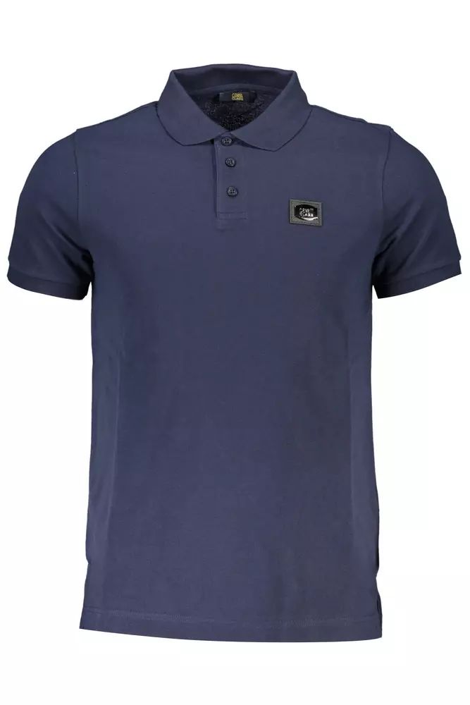 Elegant Blue Cotton Polo with Chic Detailing