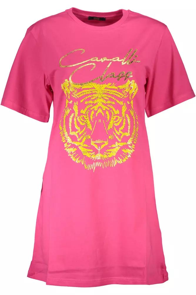 Chic Pink Cotton Tee with Signature Print