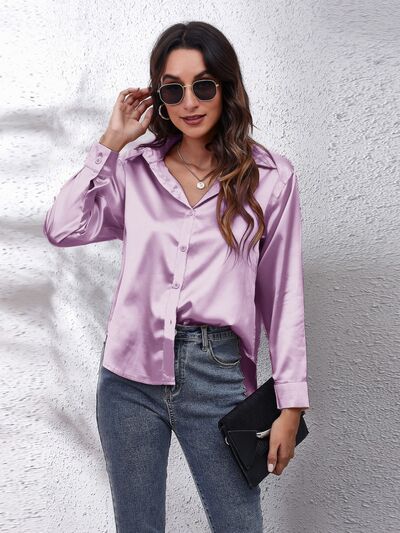 Buy Button Up Collared Neck Long Sleeve Shirt by B&S