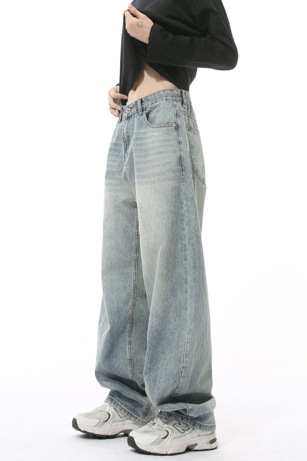 Buy Wide Leg Jeans with Pockets by Faz