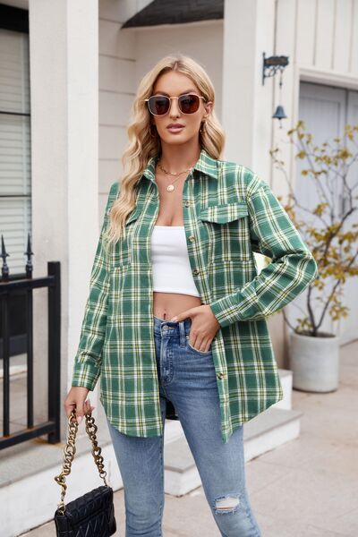 Buy Plaid Button Up Long Sleeve Shirt by Mandy
