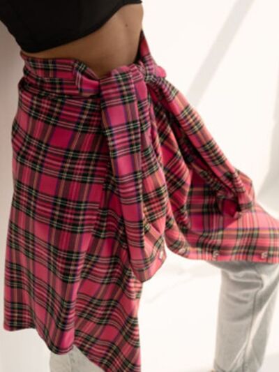 Buy Plaid Collared Neck Long Sleeve Shirt by Ming&Chuang