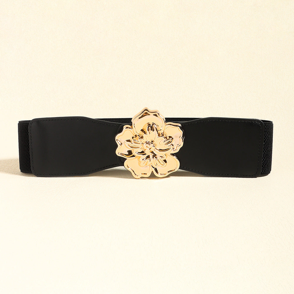 Buy Flower Alloy Buckle Elastic Belt by Faz
