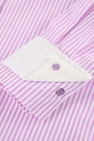 Buy Striped Collared Neck Long Sleeve Shirt by Quanlity Stitch