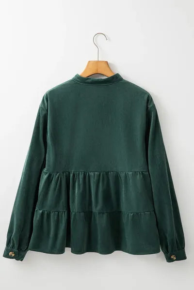 Buy Peplum Round Neck Long Sleeve Shirt by SYNZ