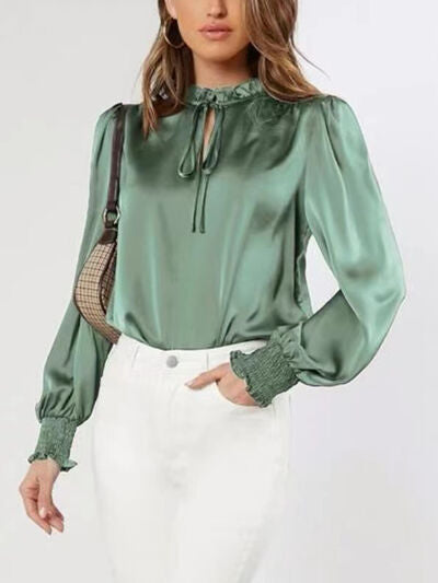 Buy Frill Tied Lantern Sleeve Blouse by T@N