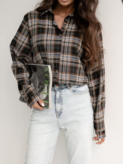 Buy Plaid Collared Neck Long Sleeve Shirt by Ming&Chuang
