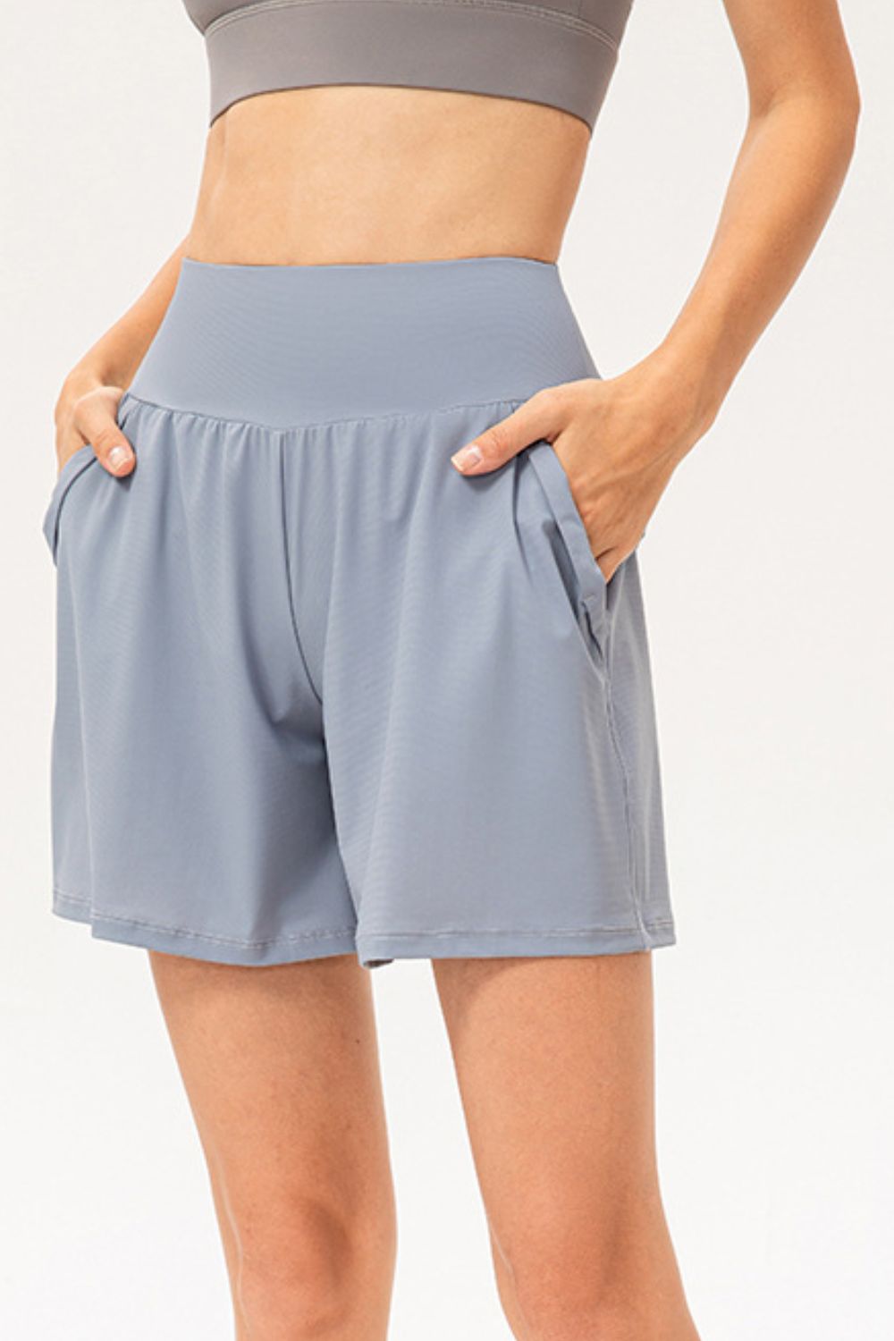 Buy Pocketed Elastic Waist Active Shorts by Faz