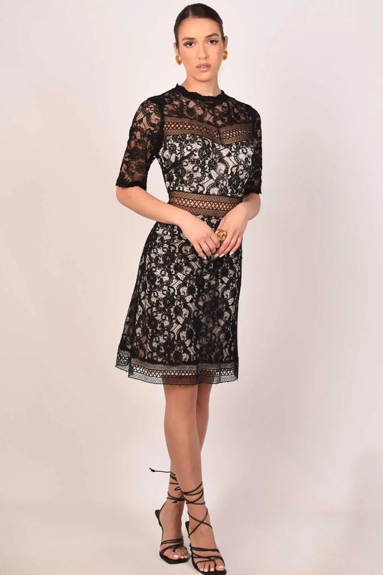 Clarise Black Lace Maxi Dress