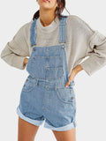 Buy Pocketed Square Neck Wide Strap Denim Overalls by Faz