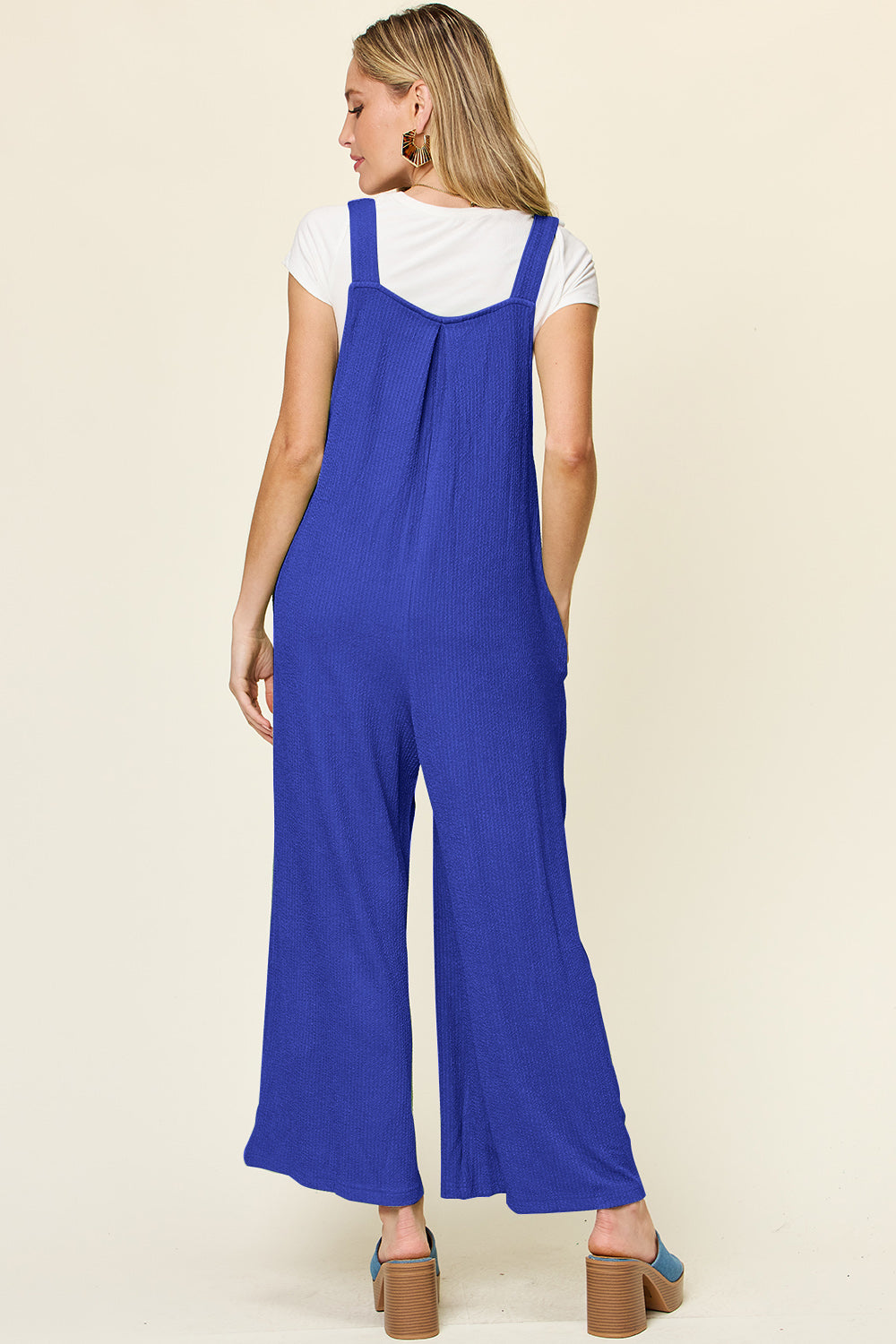 Buy Full Size Texture Sleeveless Wide Leg Overall by Faz