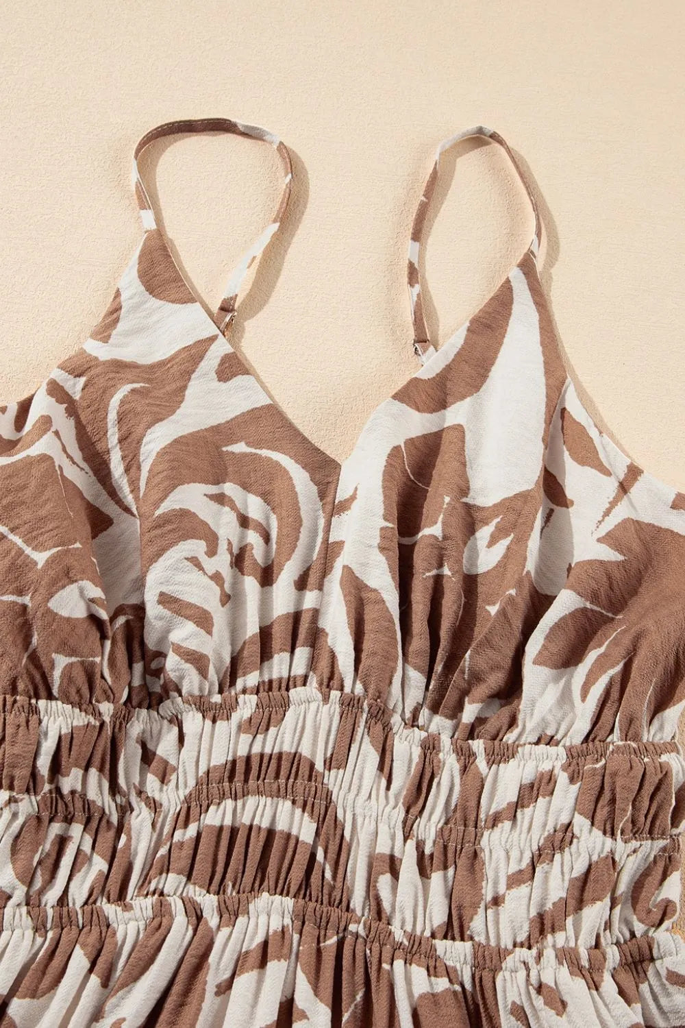 Buy Floral Shirred High Waist Spaghetti Straps Dress by Faz