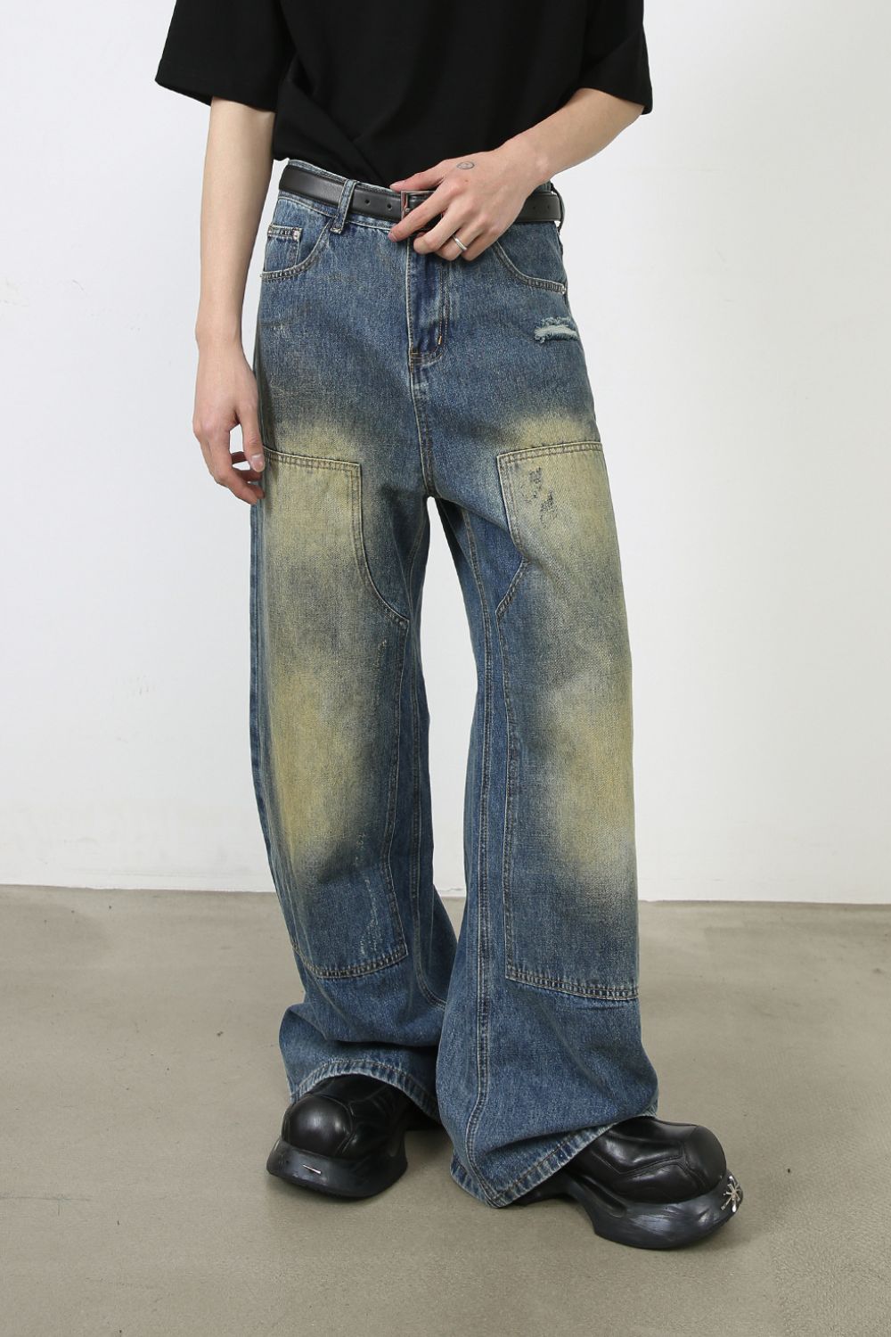 Buy Men's Washed Wide Leg Jeans by Faz