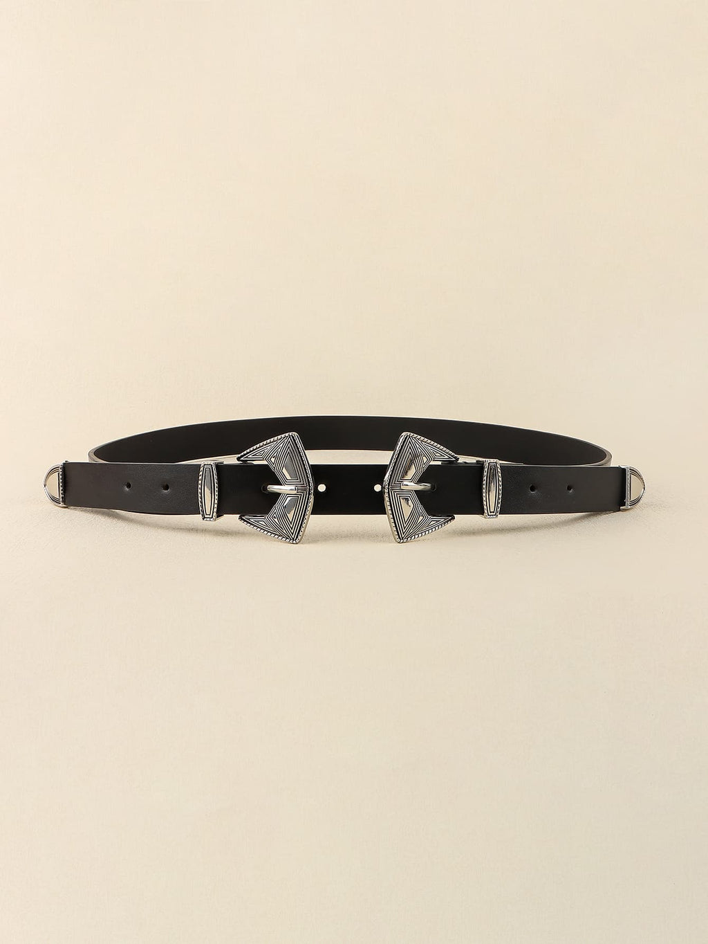 Buy Double Buckle PU Leather Belt by Faz