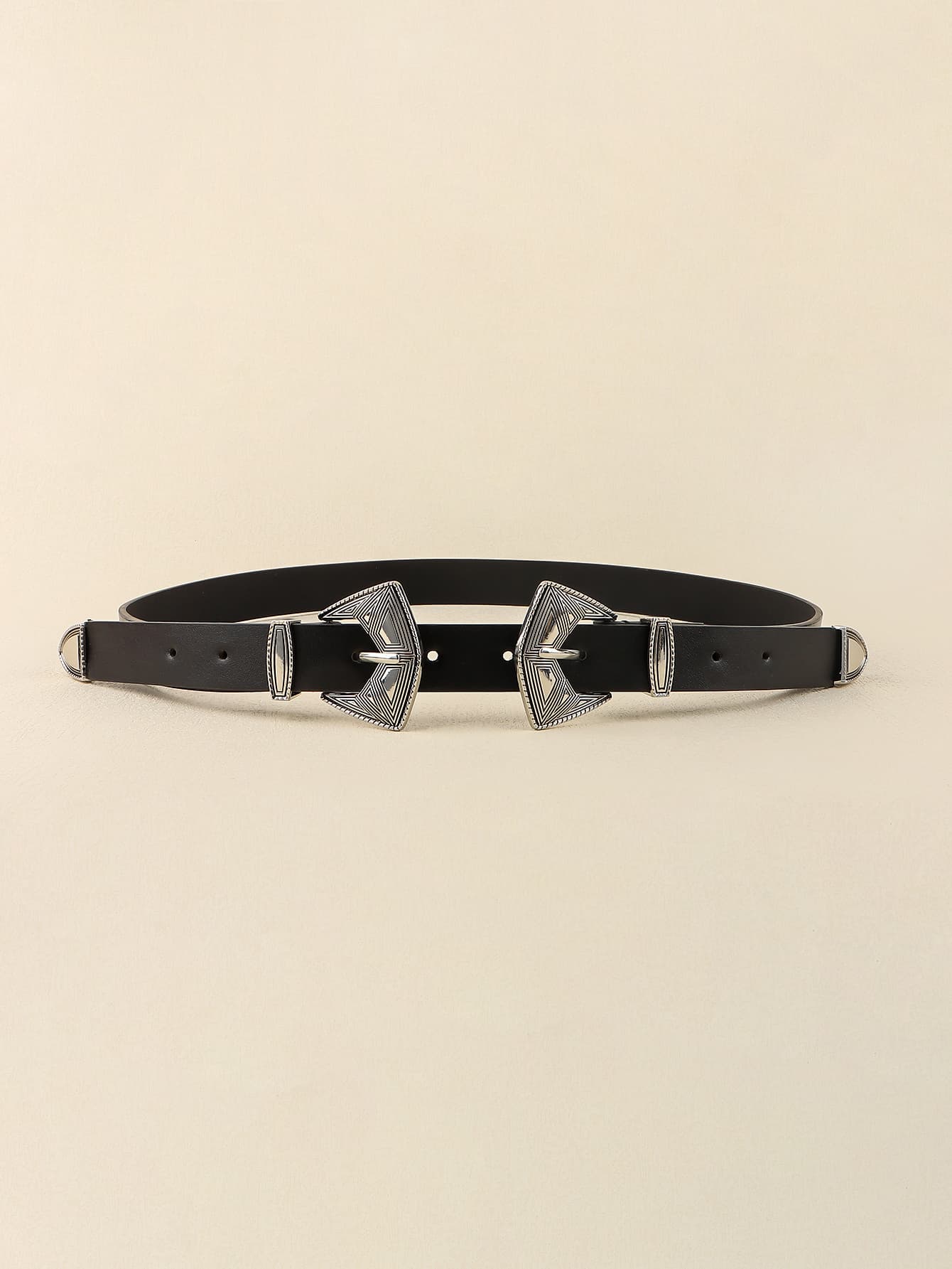 Buy Double Buckle PU Leather Belt by Faz