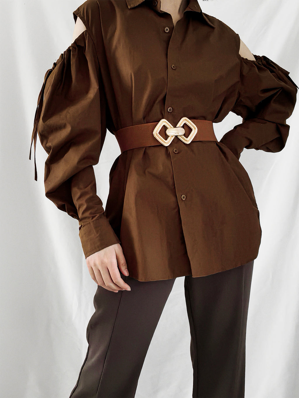 Buy Geometric Buckle Elastic Wide Belt by Faz