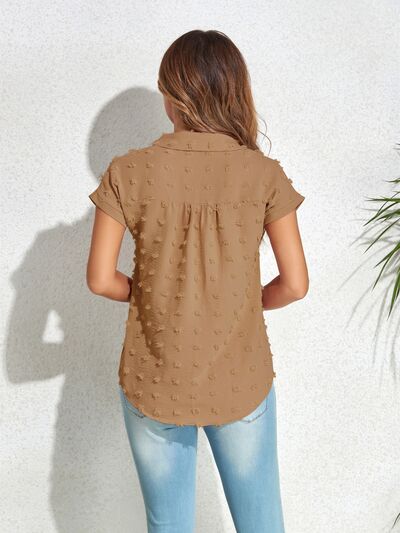 Buy Swiss Dot Button Up Cap Sleeve Shirt by J@T@M