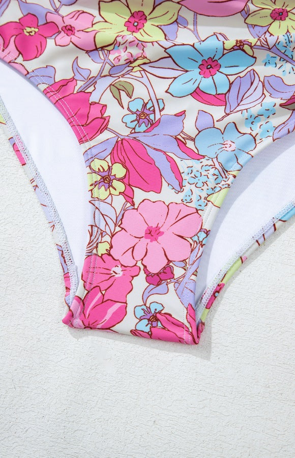 Buy Floral Ruffle Trim Tummy Control One Piece Swimsuit by Faz