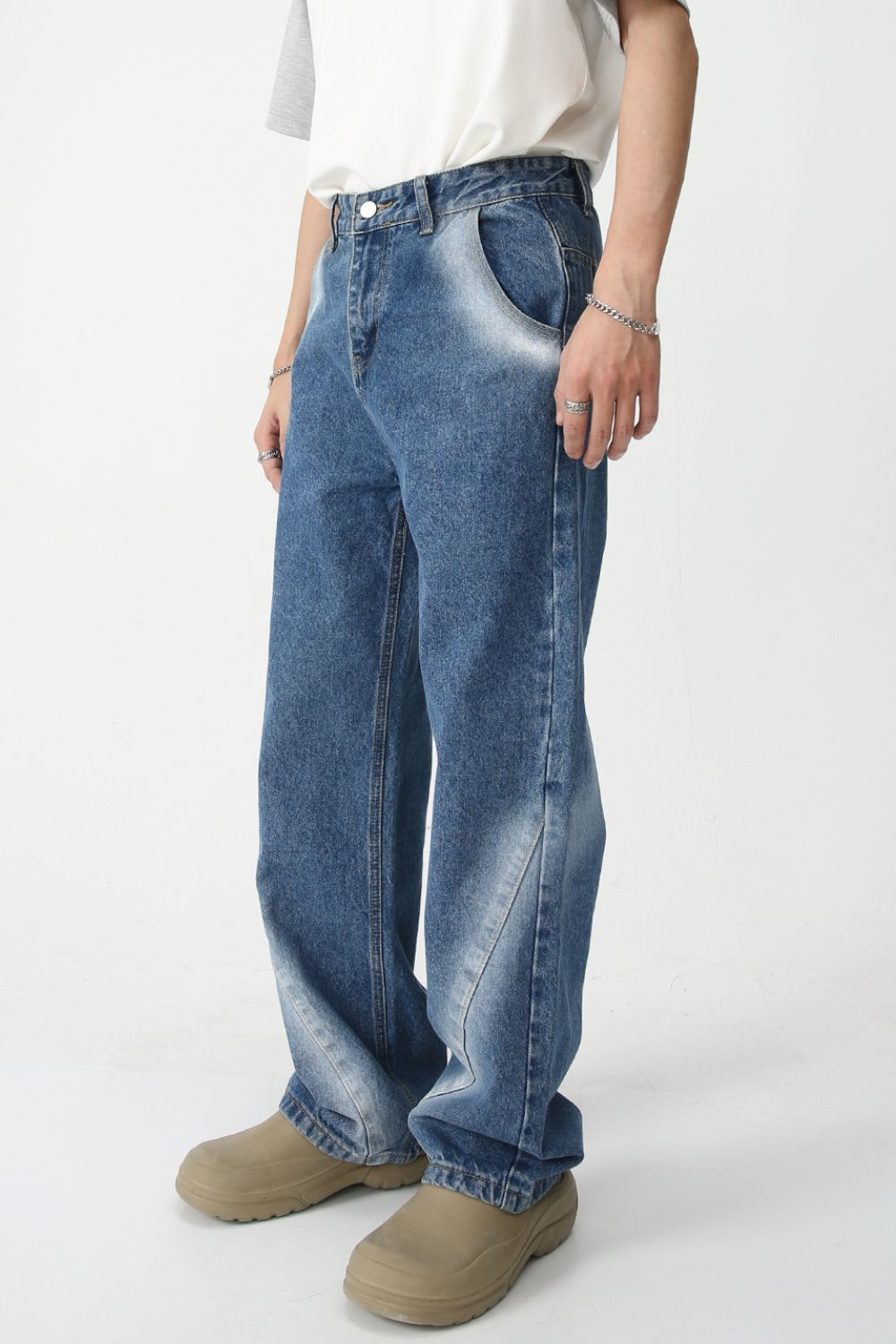 Buy Men's Tie-Dye Washed Straight Leg Jeans by Faz