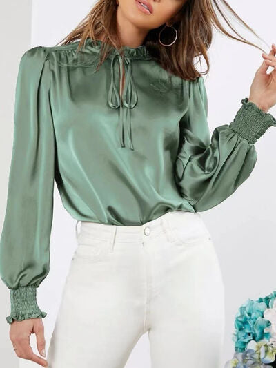 Buy Frill Tied Lantern Sleeve Blouse by T@N