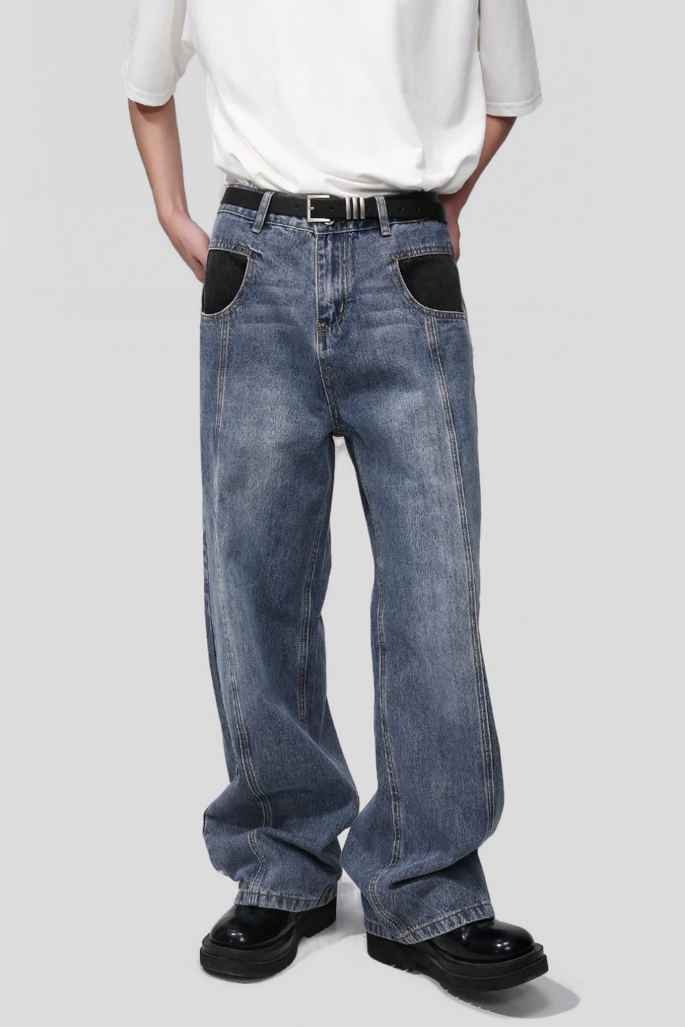 Buy Mid Rise Waist Jeans with Pockets by Faz