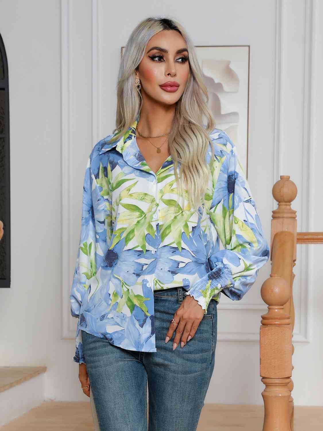 Buy Floral Collared Neck Buttoned Shirt by B&S