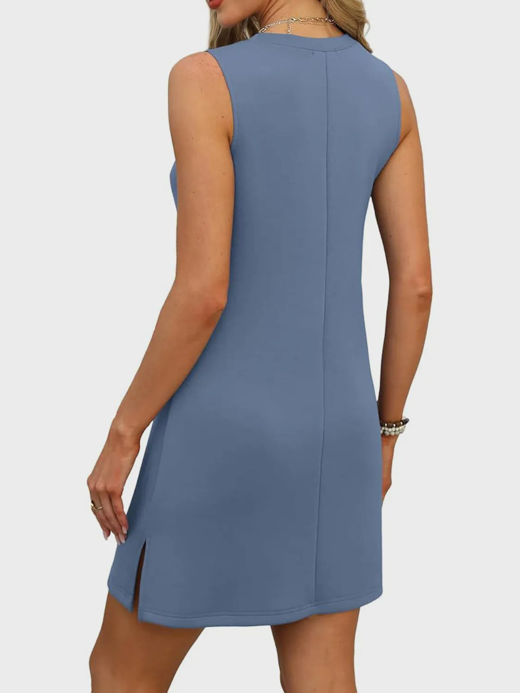 Buy Slit V-Neck Sleeveless Mini Dress by Faz