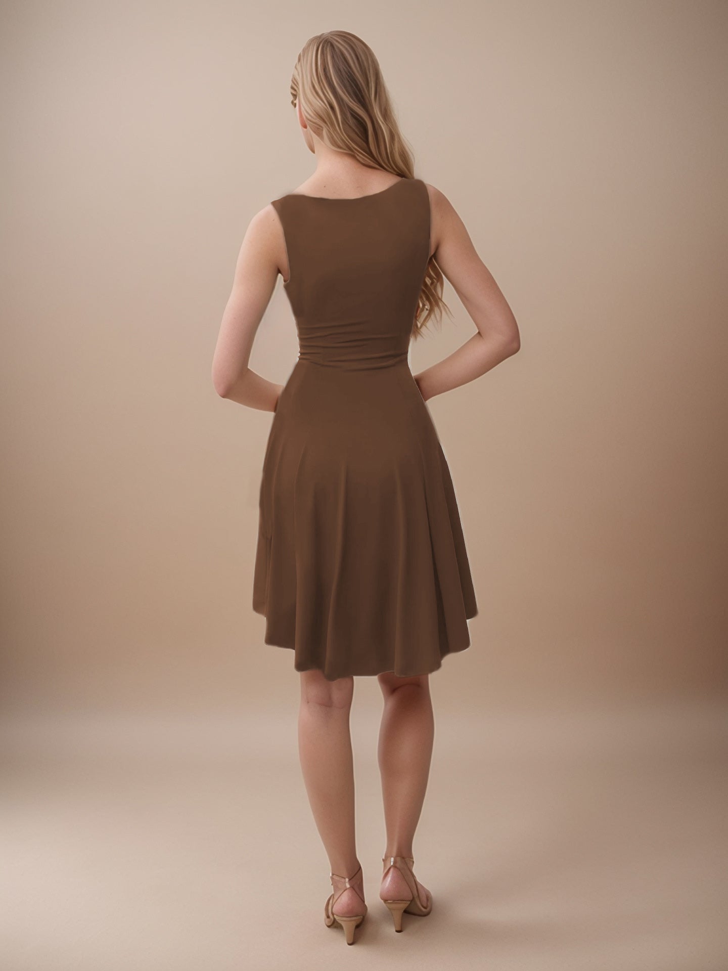 Buy High-Low Round Neck Sleeveless Mini Dress by Faz