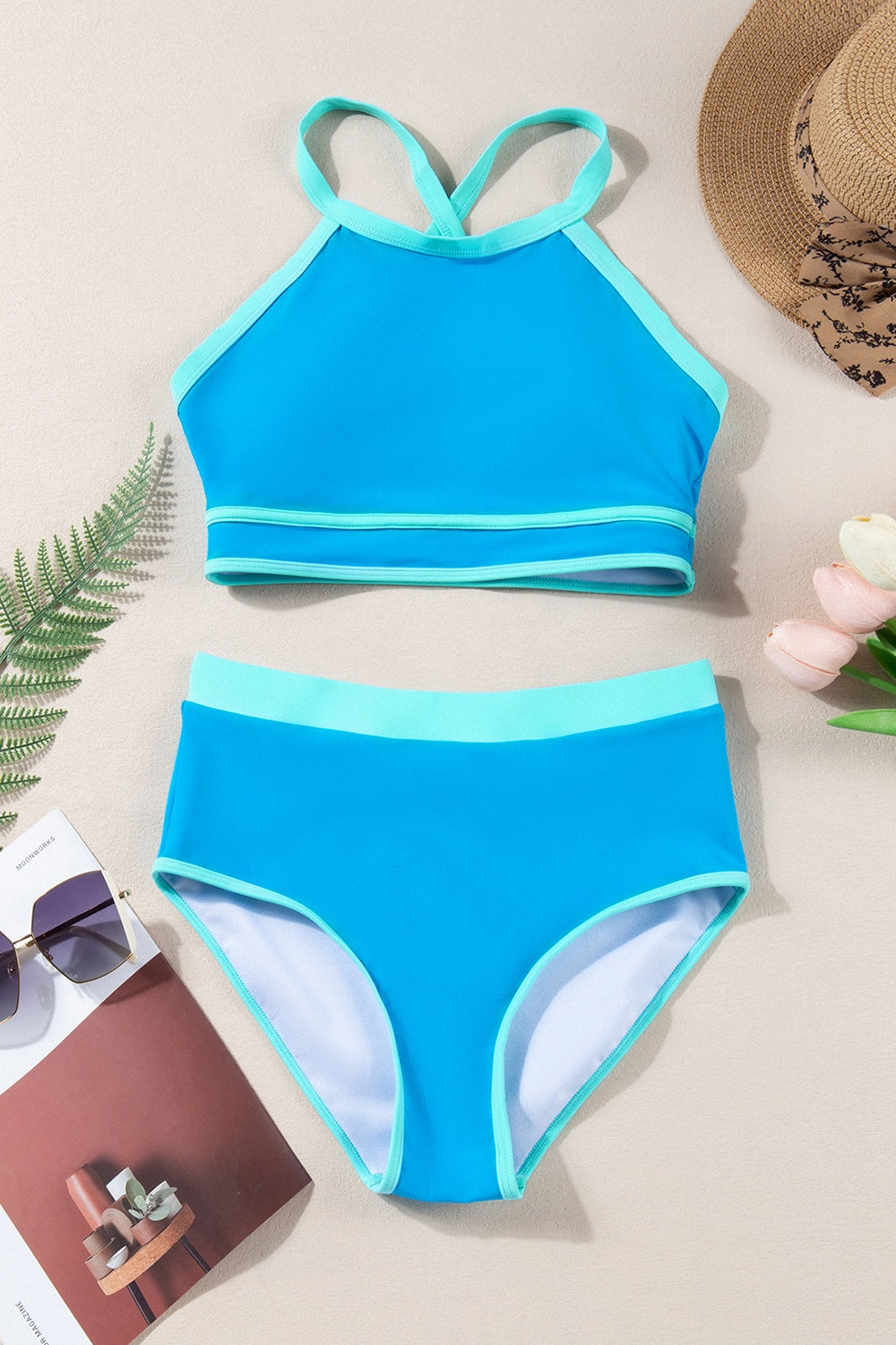 Buy Crisscross Round Neck Two-Piece Swim Set by Faz