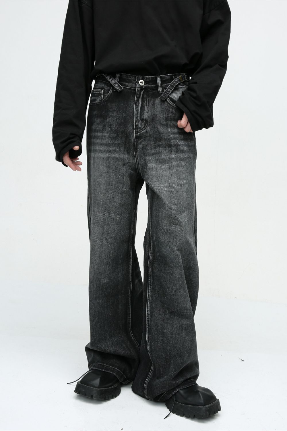 Buy Wide Leg Jeans with Pockets by Faz