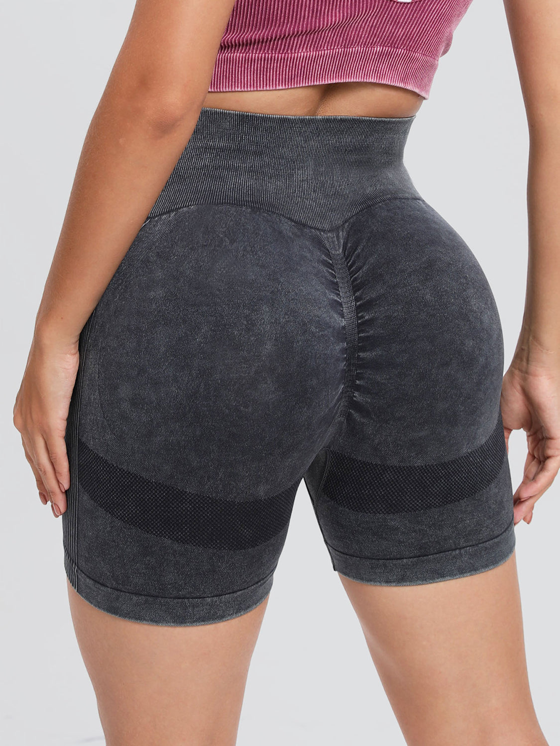Buy Washed High Waist Active Shorts by Faz