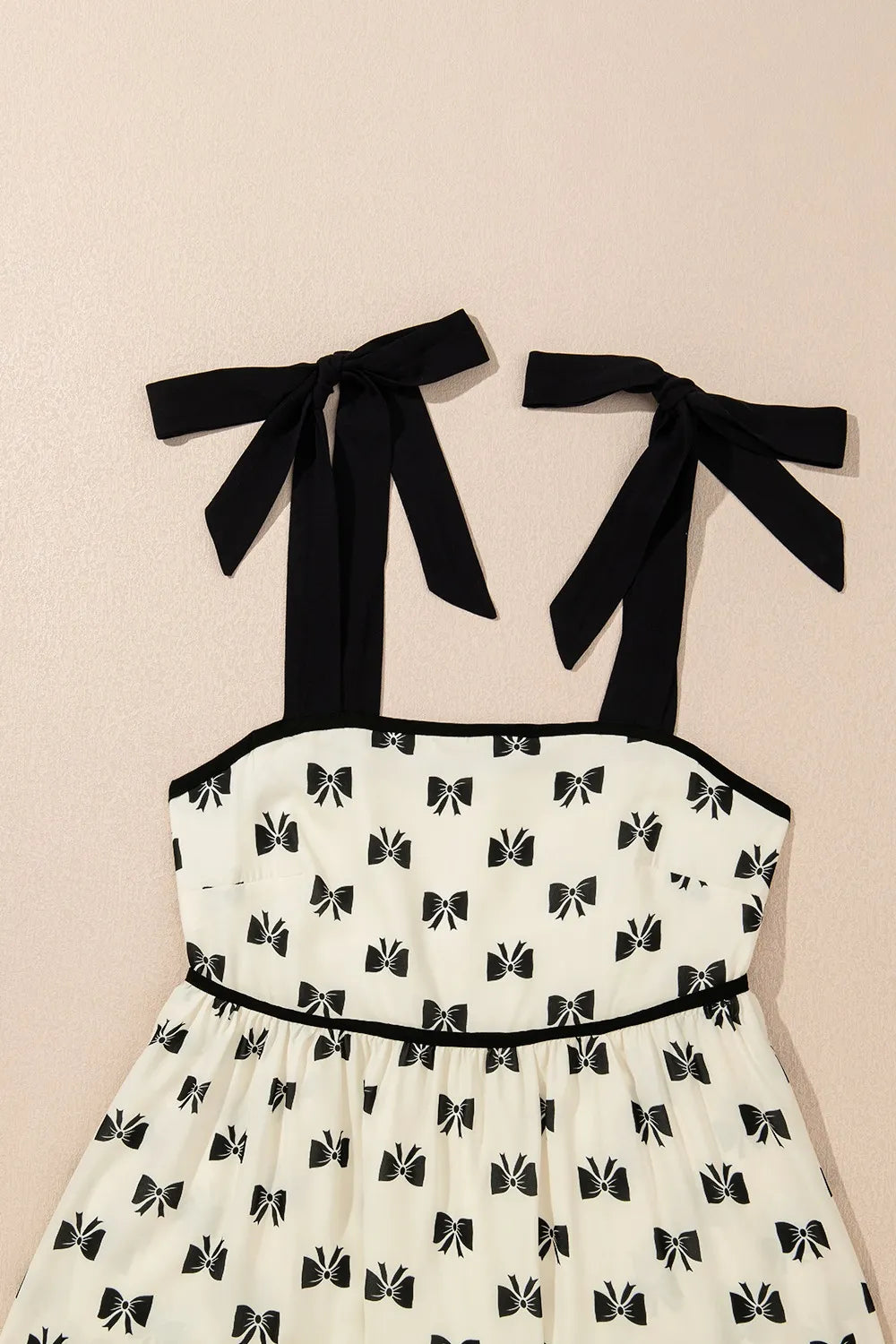 Buy Bow Knot Color Contrast Trim Knotted Shoulder Mini Dress by Faz