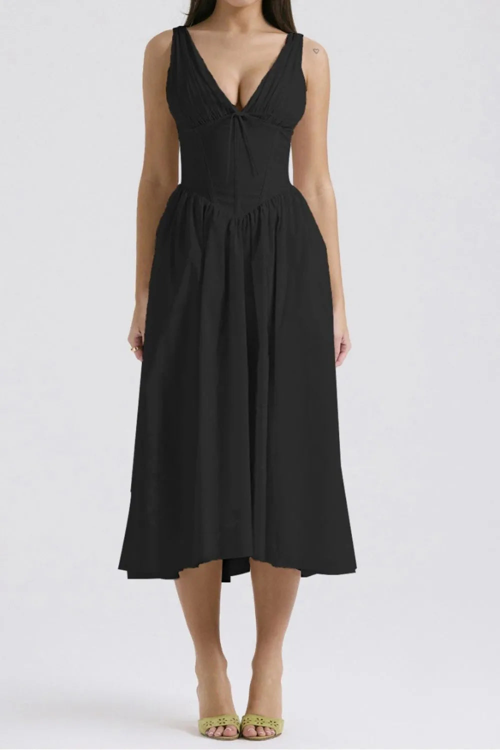 Buy Ruched V-Neck Sleeveless Dress with Pockets by Faz