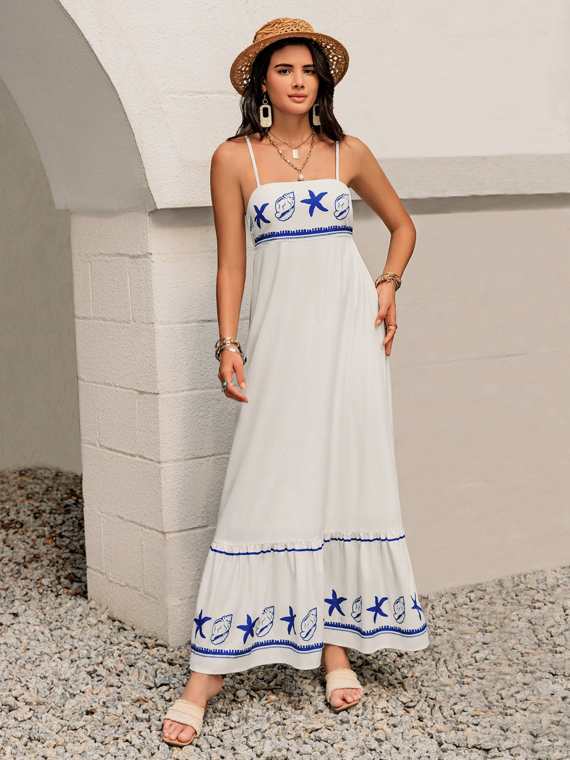 Buy Printed Square Neck Maxi Cami Dress by Faz