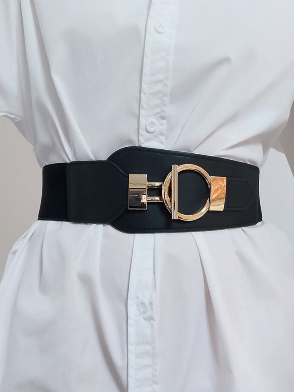 Buy PU Elastic Wide Belt with Alloy Buckle by Faz