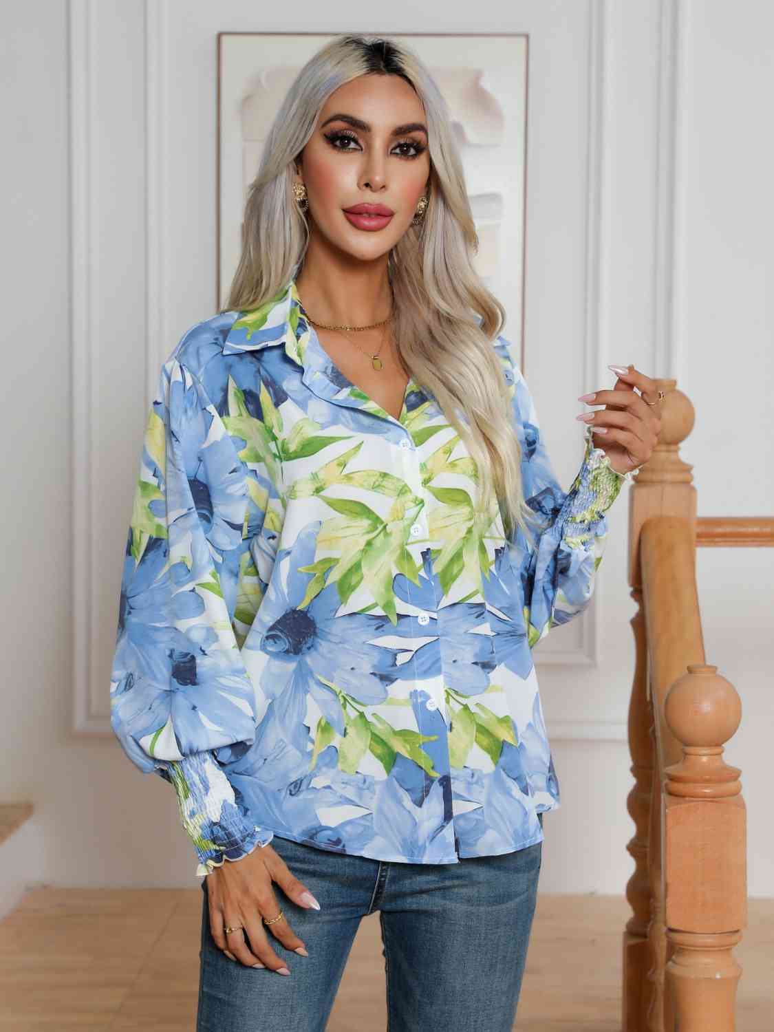 Buy Floral Collared Neck Buttoned Shirt by B&S