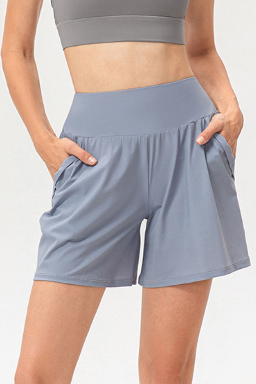 Buy Pocketed Elastic Waist Active Shorts by Faz